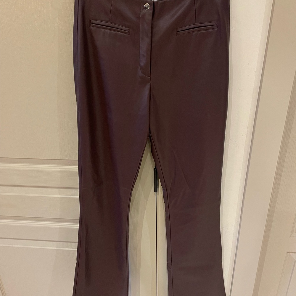 Topshop Chic Maroon Leather Pants